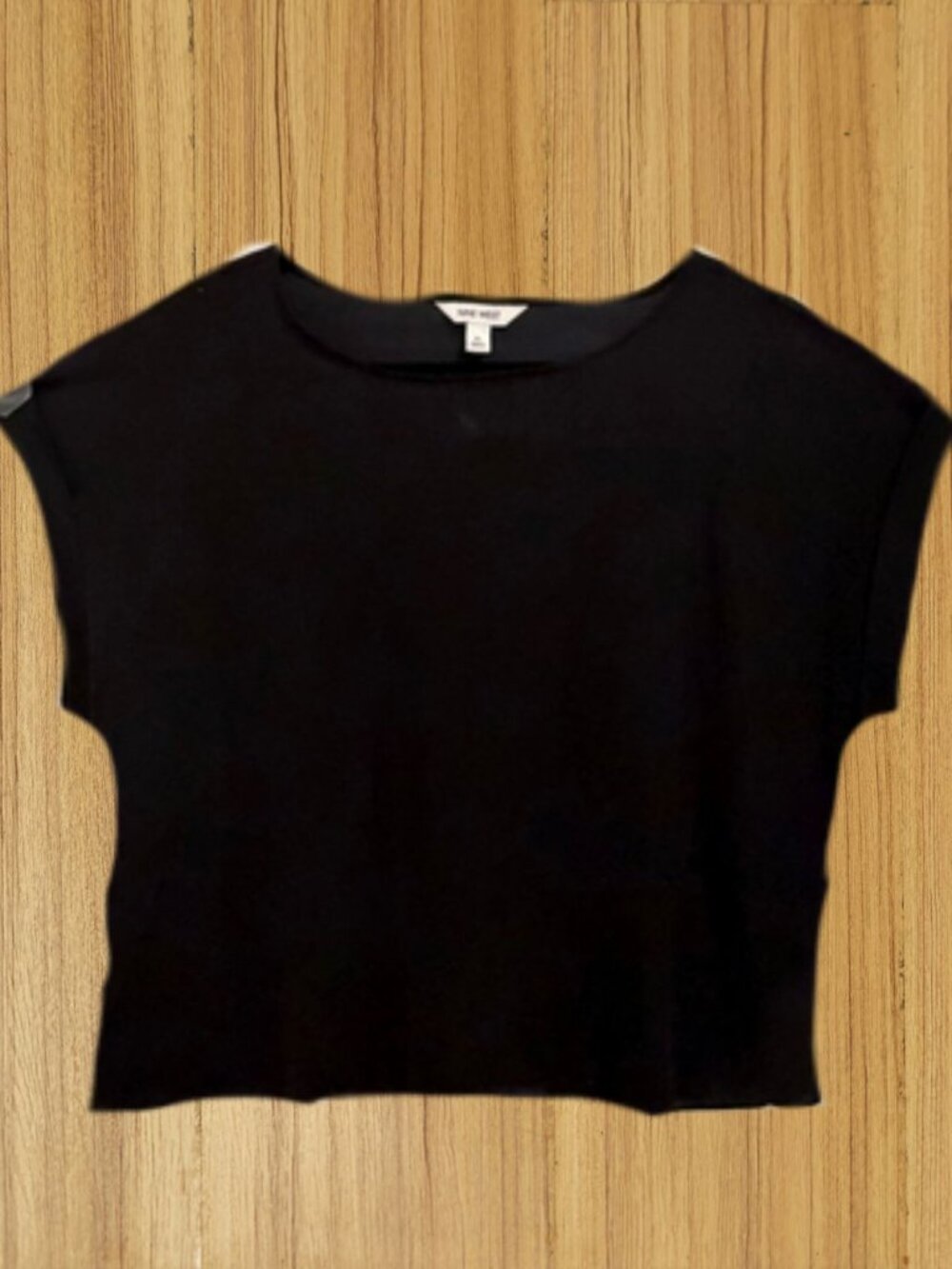 Nine West Black Dolman Sleeve Tee Women's XL Lightweight Short Sleeve Top - Picture 2 of 4